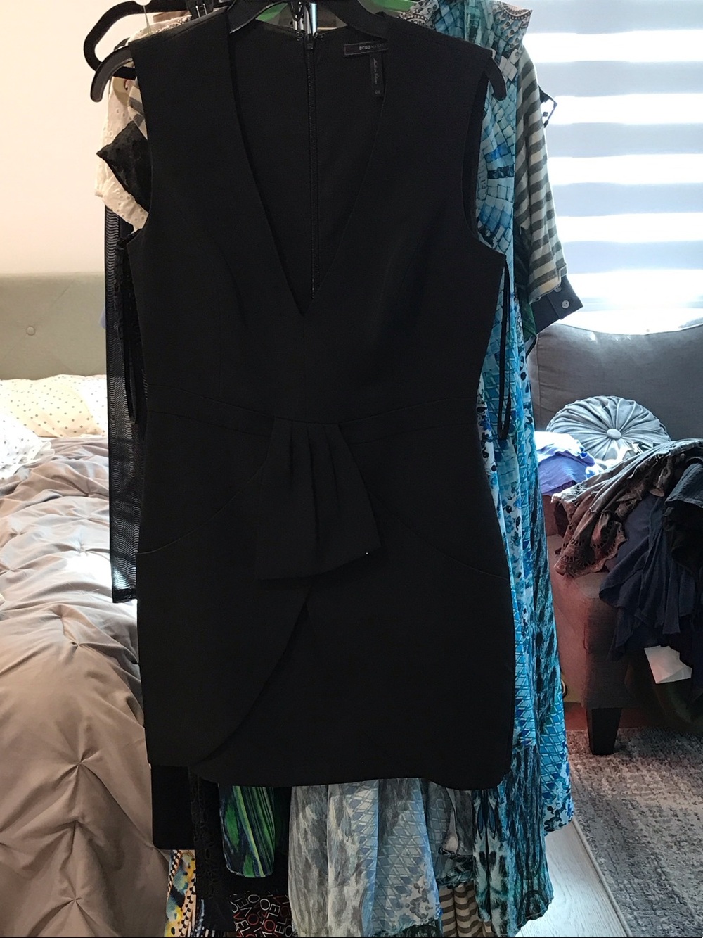 BCBGMaxAzria Black Sleeveless V-Neck Mini Dress